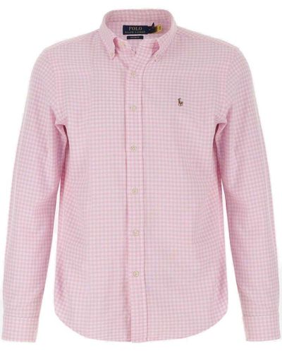 Polo Ralph Lauren Logo Embroidered Checked Buttoned Shirt - Pink