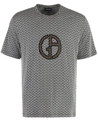 Giorgio Armani Jacquard Knit T-shirt - Grey