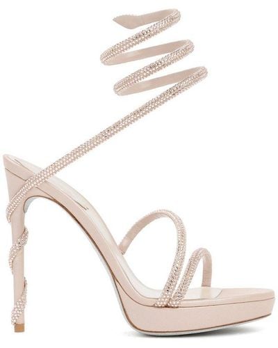 Rene Caovilla Strap-detail Slip-on Heel Sandals - White
