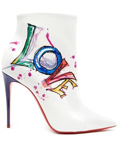 Christian Louboutin Boot In Love Leather Ankle Boots - White