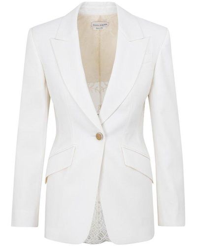 Alexander McQueen Lace Insert Jacket - White
