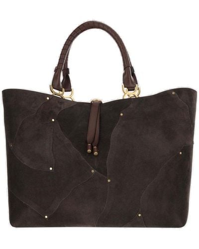 Chloé Marcie Leather Tote Bag - Black