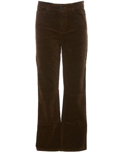 PAIGE Mid-rise Cropped Slim-cut Pants - Brown