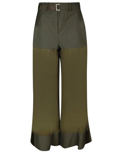Sacai High Waist Flared Trousers - Green