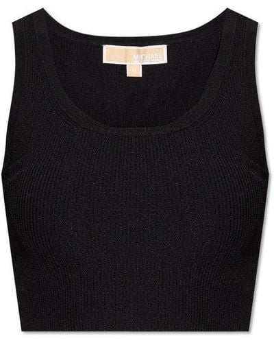 MICHAEL Michael Kors Cropped Knitted Tank Top - Black