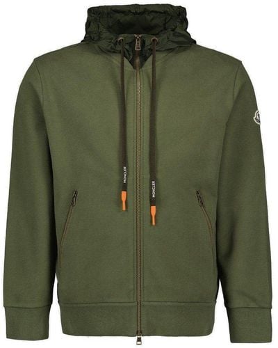 Moncler Zip Up Contrasted Hoodie - Green