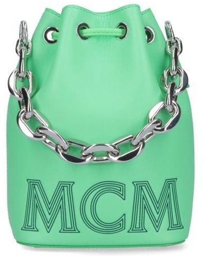 MCM Aren Chain-link Drawstring Tote Bag - Green