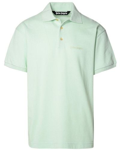 Palm Angels Logo-embroidered Short Sleeved Polo Shirt - Green