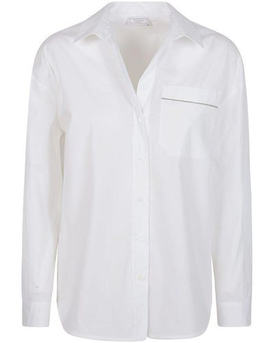Peserico Bead-detailed Button-up Poplin Shirt - White