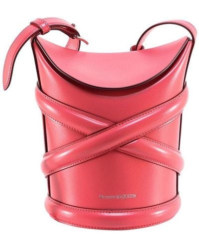 Alexander McQueen The Curve Logo Detailed Shoulder Bag - Pink