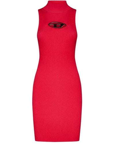 DIESEL M-onerva Ribbed Knit Mini Dress - Red