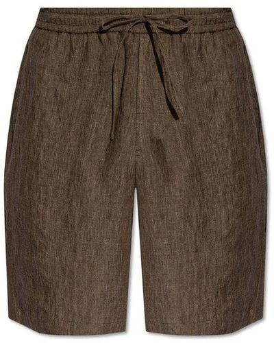 Emporio Armani Linen Shorts - Brown