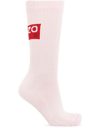 KENZO Logo Intarsia-knit Box Socks - Pink