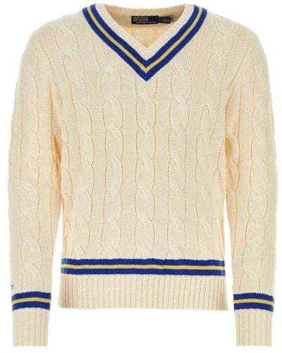 Polo Ralph Lauren V-neck Cable-knitted Jumper - Natural