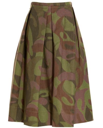 Marni All-over Printed Midi Skirt - Green