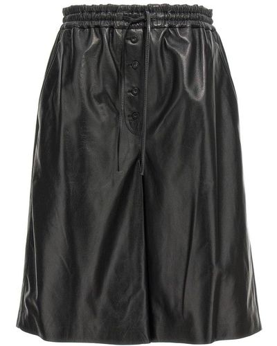 Jil Sander Elastic Waist Leather Shorts - Black