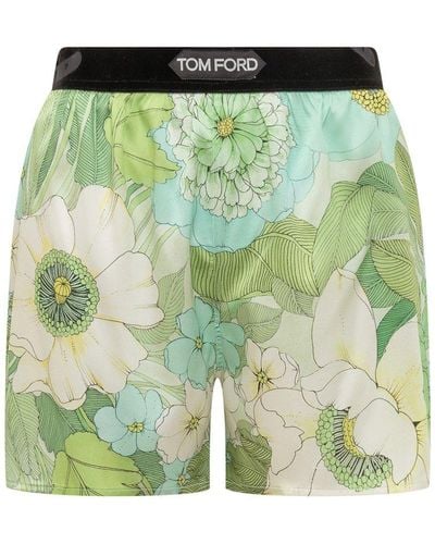 Tom Ford Shorts With Floral Decoration - Green