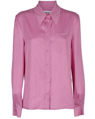 Moschino Poet Sleeved Satin Shirt - Pink
