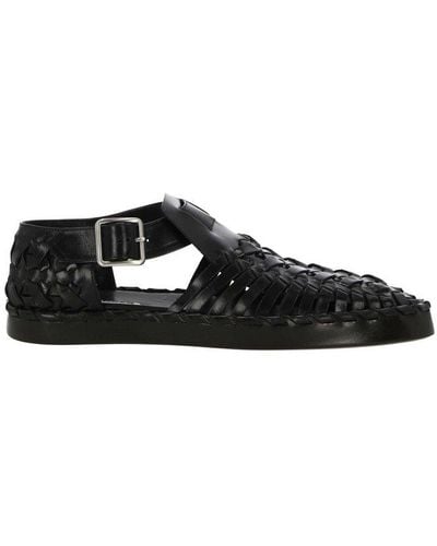 Jil Sander Woven Almond-toe Flat Shoes - Black