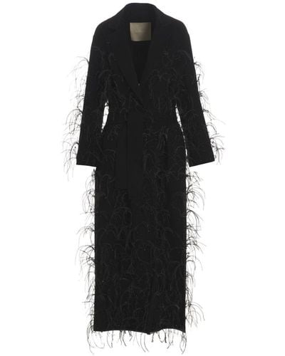 Elie Saab 'Embellished' Long Coat - Black