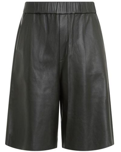 Ami Paris Elasticated Waist Leather Shorts - Grey