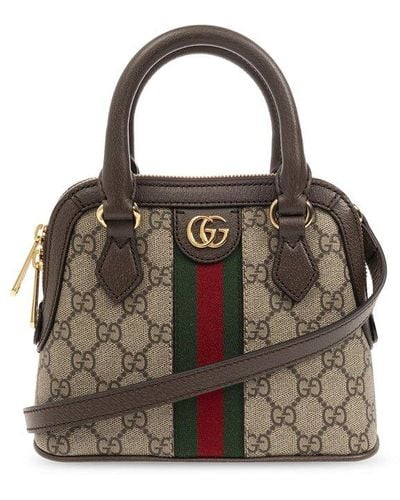Gucci Ophidia Monogrammed Mini Top Handle Bag - Brown