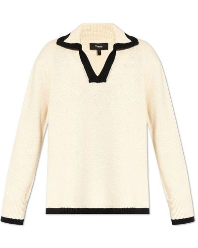 Theory Jumper With Collar, - Natural