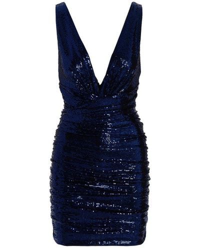 Alexandre Vauthier Crystallized V-neck Mini Dress - Blue