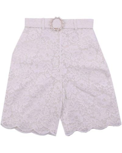 Zimmermann High-rise Belted Laced Shorts - Purple