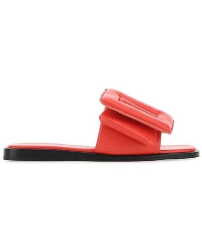 Boyy Oversized Puffy Buckle Sandals - Red