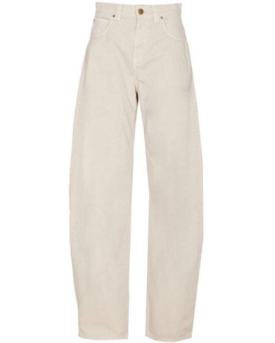 Pinko High-waist Logo Patch Tapered Jeans - White