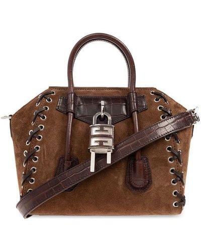 Givenchy 'antigona Lock Mini' Shoulder Bag, - Brown