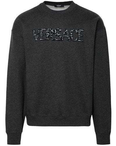 Versace Logo-embellished Crewneck Sweatshirt - Black