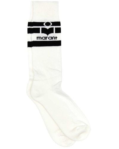 Isabel Marant Logo Jacquard Knitted Socks - Black