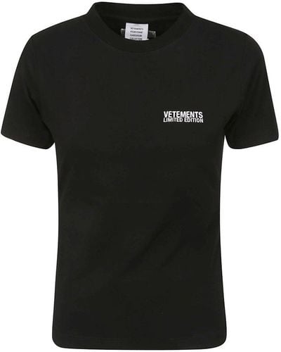 Vetements Embroidered Logo Fitted T-Shirt - Black