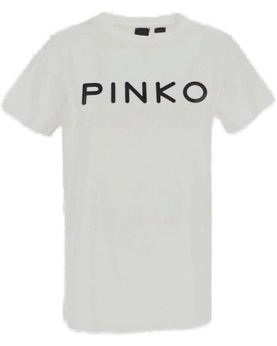 Pinko Logo Printed Crewneck T-shirt - Gray