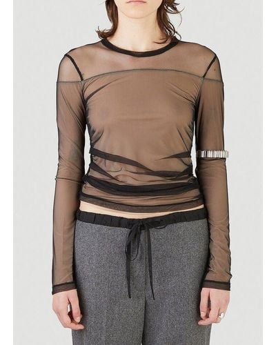 Helmut Lang Tulle Layered Top - Gray