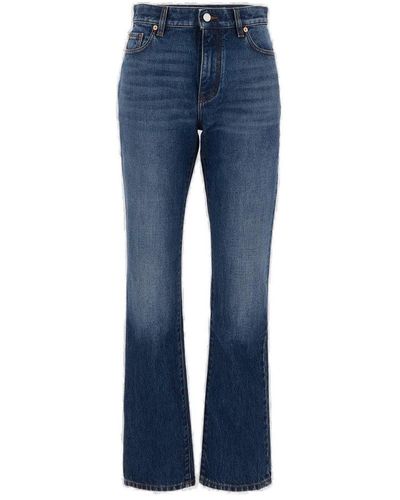Valentino Logo Patch Mid-rise Jeans - Blue