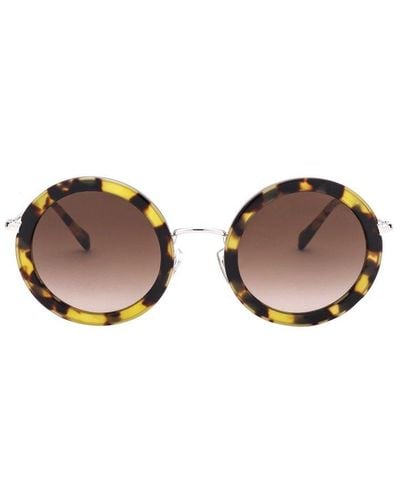 Miu Miu Mu59u Round-frame Sunglasses - Brown