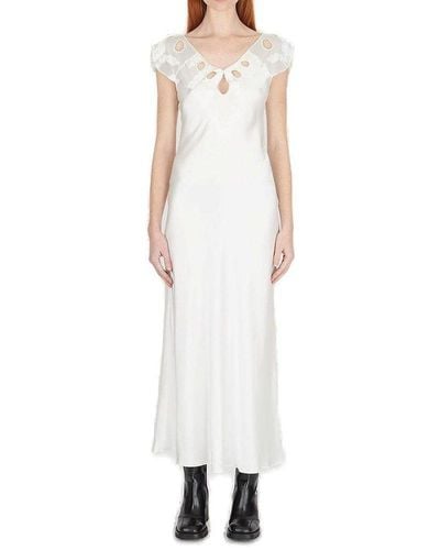 Marc Jacobs Embroidered Keyhole Slip Dress - White