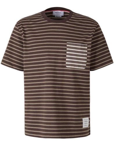 Thom Browne Striped Crewneck T-shirt - Brown