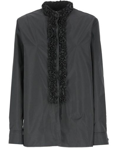 Jil Sander Ruffle Detailed Button-up Shirt - Black