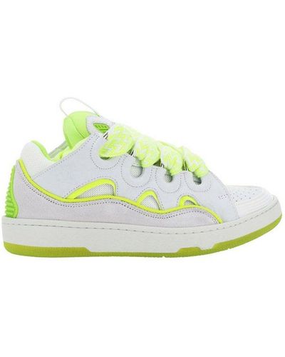 Lanvin Curb Panelled Lace-up Sneakers - Green