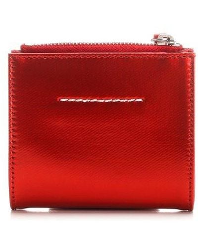MM6 by Maison Martin Margiela Logo Printed Zipped Wallet - Red