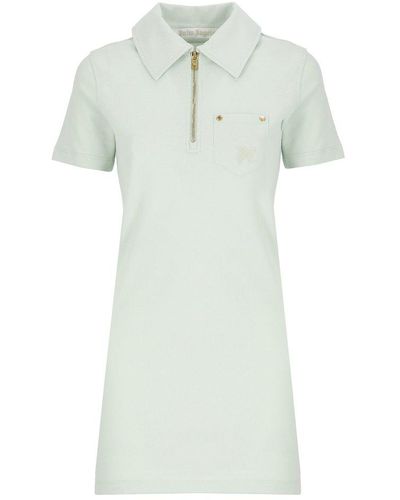 Palm Angels Logo Embroidered Mini Polo Dress - Green