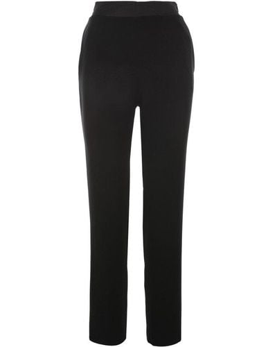 Emporio Armani Elastic Waisted Trousers With Sartin Details - Black