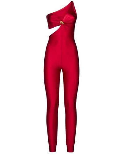 Saint Laurent One-shoulder Sleeveless Jumpsuit - Red