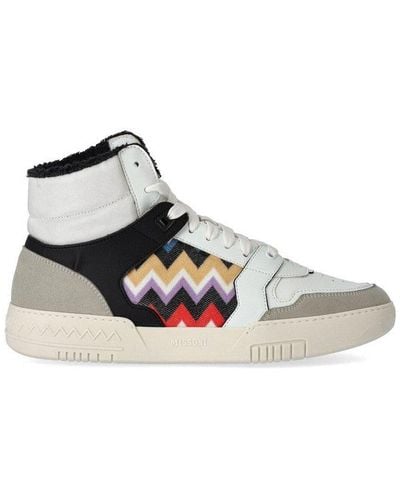Missoni Zigzag Panelled High-top Sneakers - White
