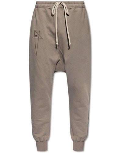 Rick Owens X Champion Logo Embroidered Drawstring Tapered Trousers - Natural
