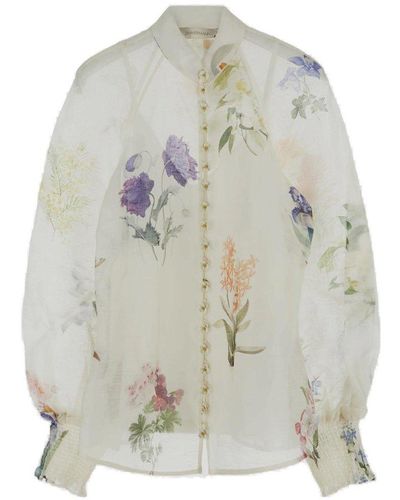 Zimmermann Natura Floral Patterned Blouse - Gray